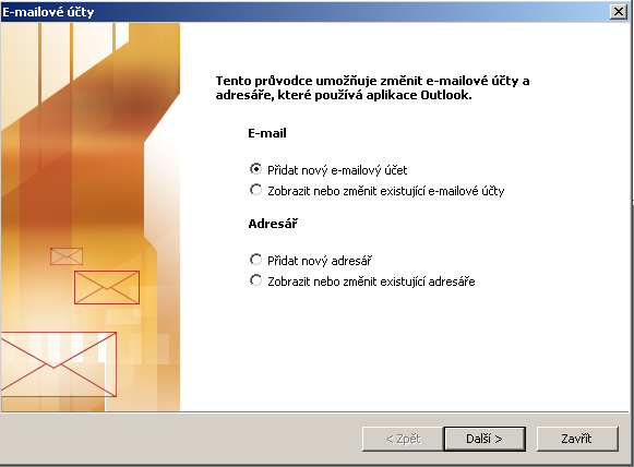Nastavení poštovního klienta MS Outlook 2003
