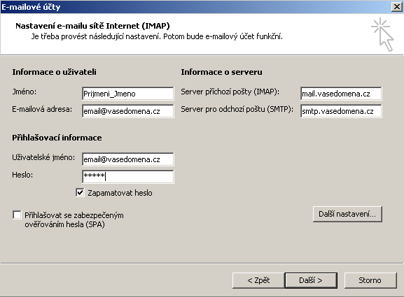 Nastavení poštovního klienta MS Outlook 2003